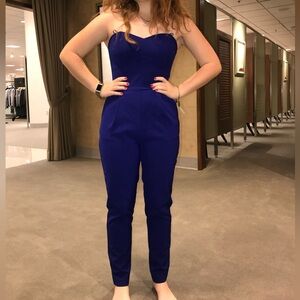 Adelyn Rae Royal Blue Strapless Jumpsuit